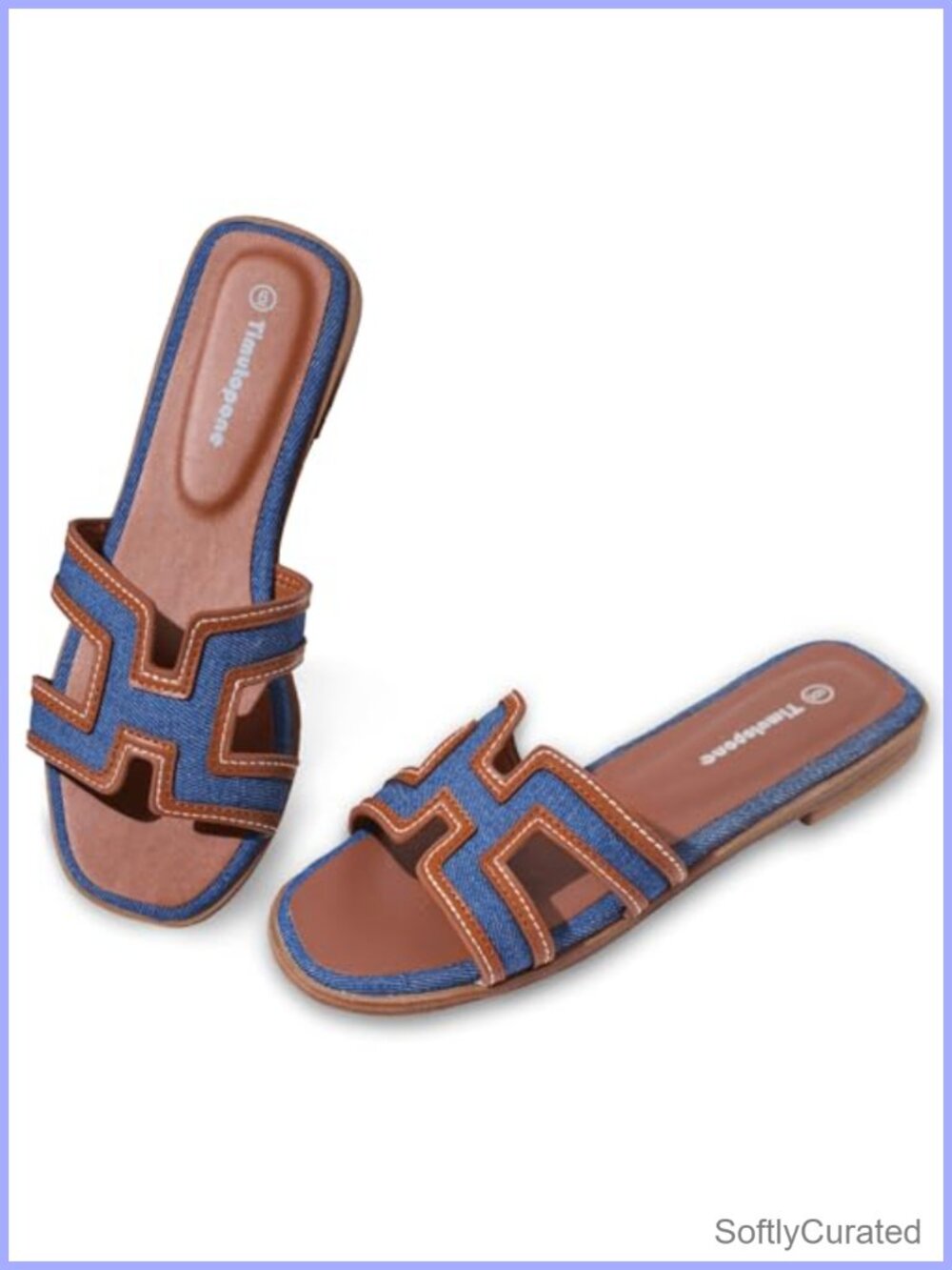 Faux Leather Slide Sandals Square Toe Slip On Comfortable Dressy Casual